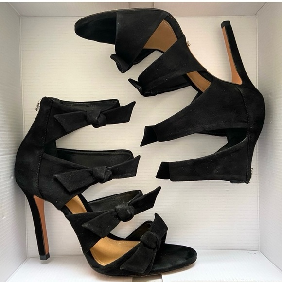 Schutz Black Suede Miranda Bow Heels - Picture 6 of 13